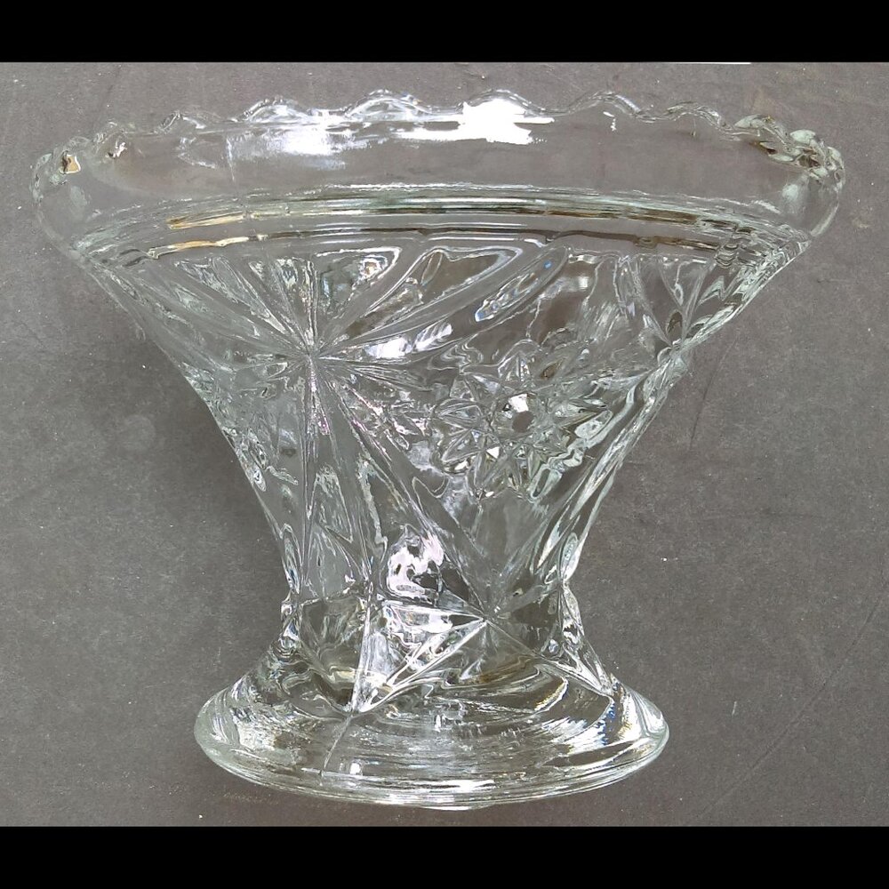 Vintage Unique Clear Glass Footed Pedestal Compote/Candy/Nut Dish Sawtooth - Picture 7 of 7